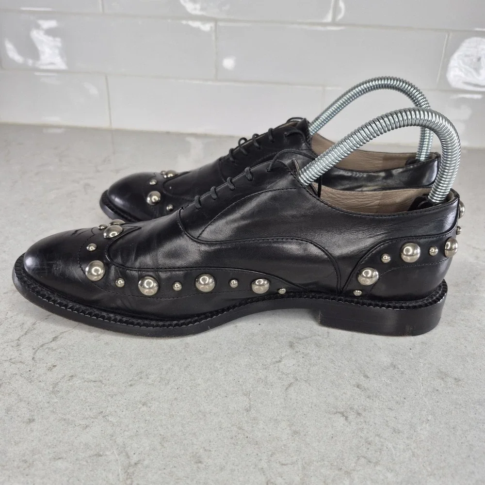 MARC JACOBS Womens Black Studded Oxfords Shoes‎ 37